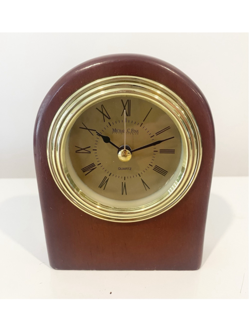 Michael C Fina Fifth Avenue Wooden Desk Clock Quartz New in Box Working